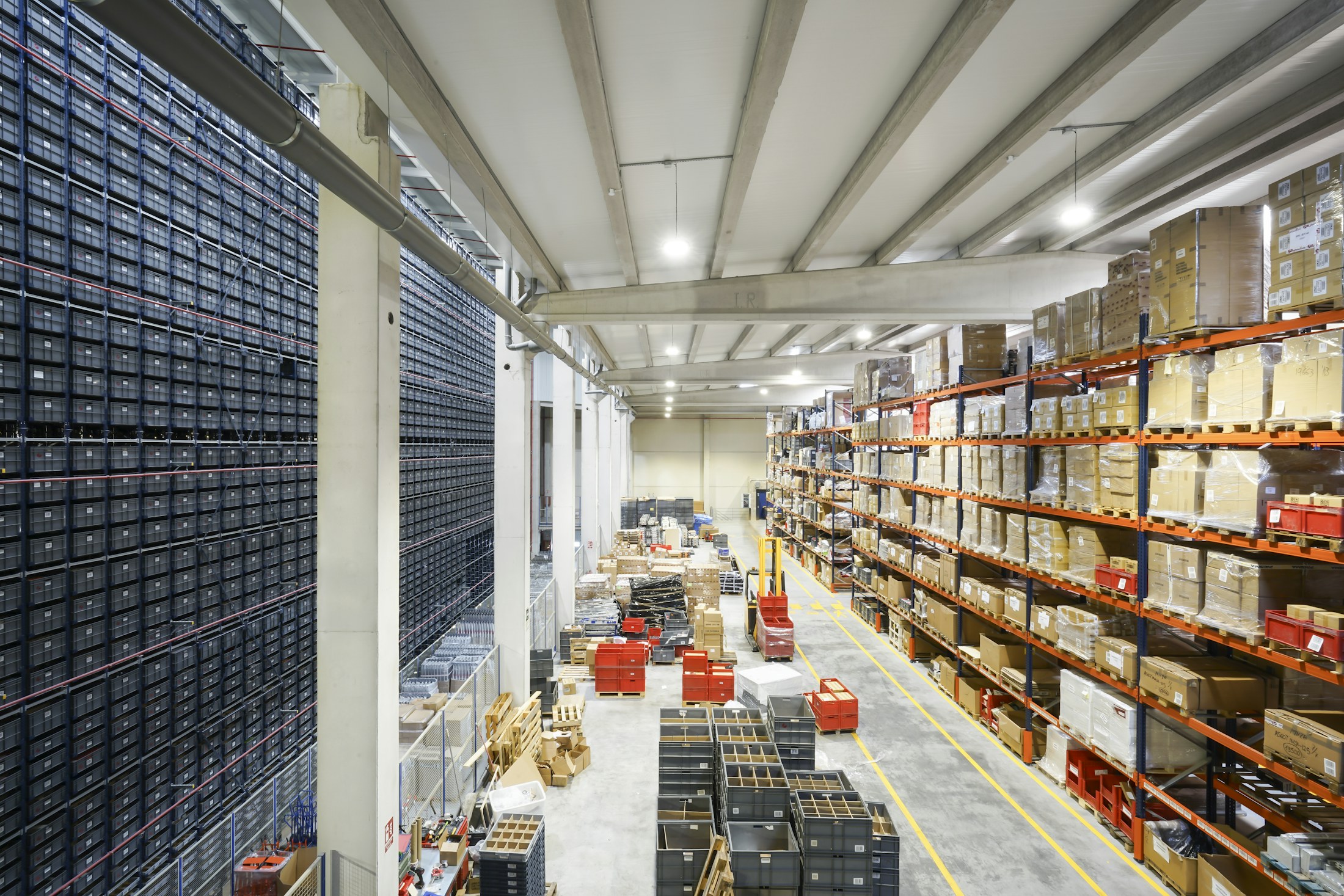 Warehouse racking with palletised pharmaceutical stock